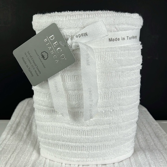 Deco Bianca Turkish Bath Towel Set White Textured Ultrasoft - 4 Piece Set NEW - Picture 4 of 6